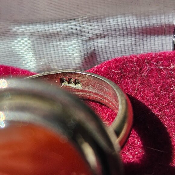 w Uni-sex Vintage Sterling Silver Carnelian gemstone stone ring size 8 - Picture 4 of 4